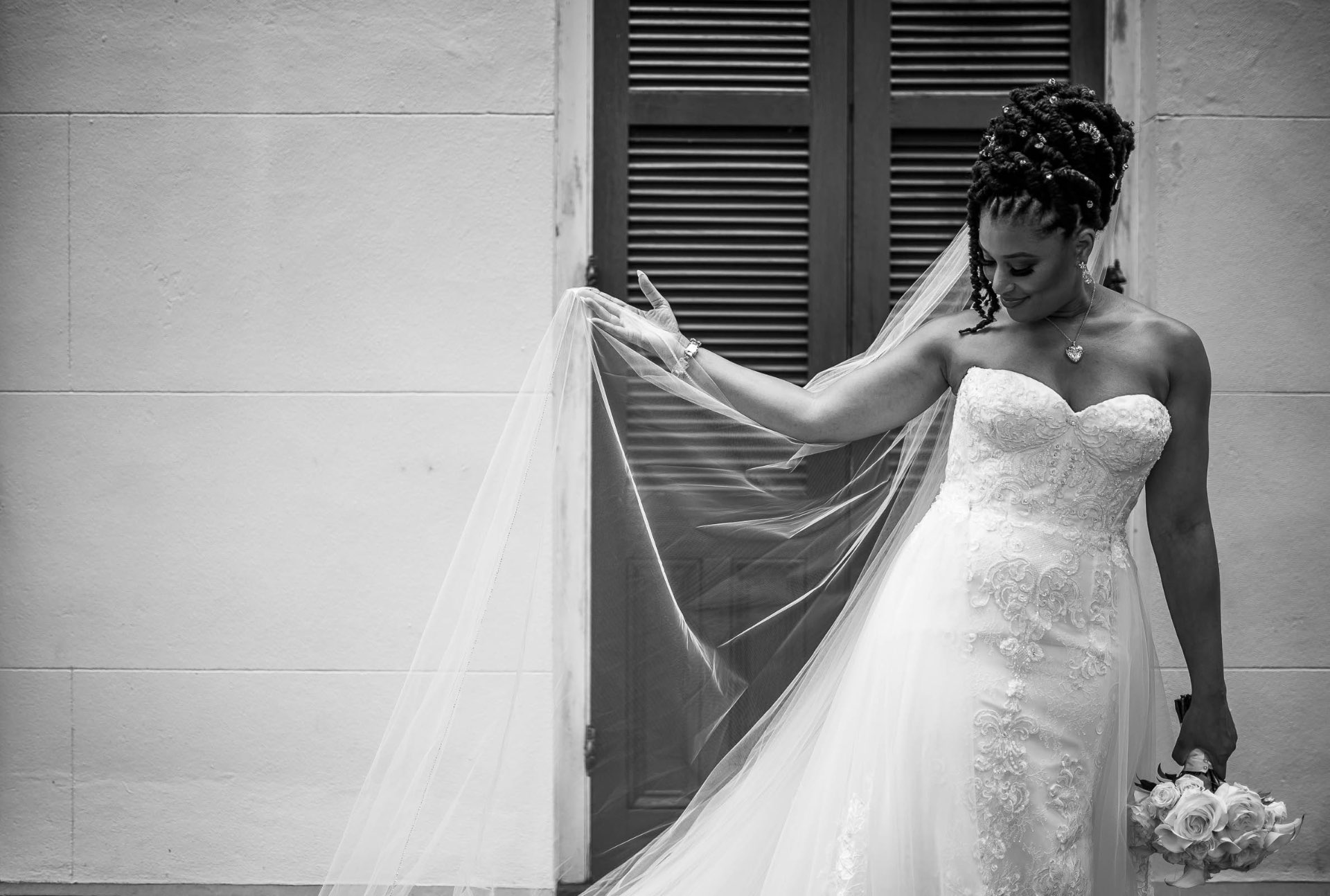 Bride with cathedral veil