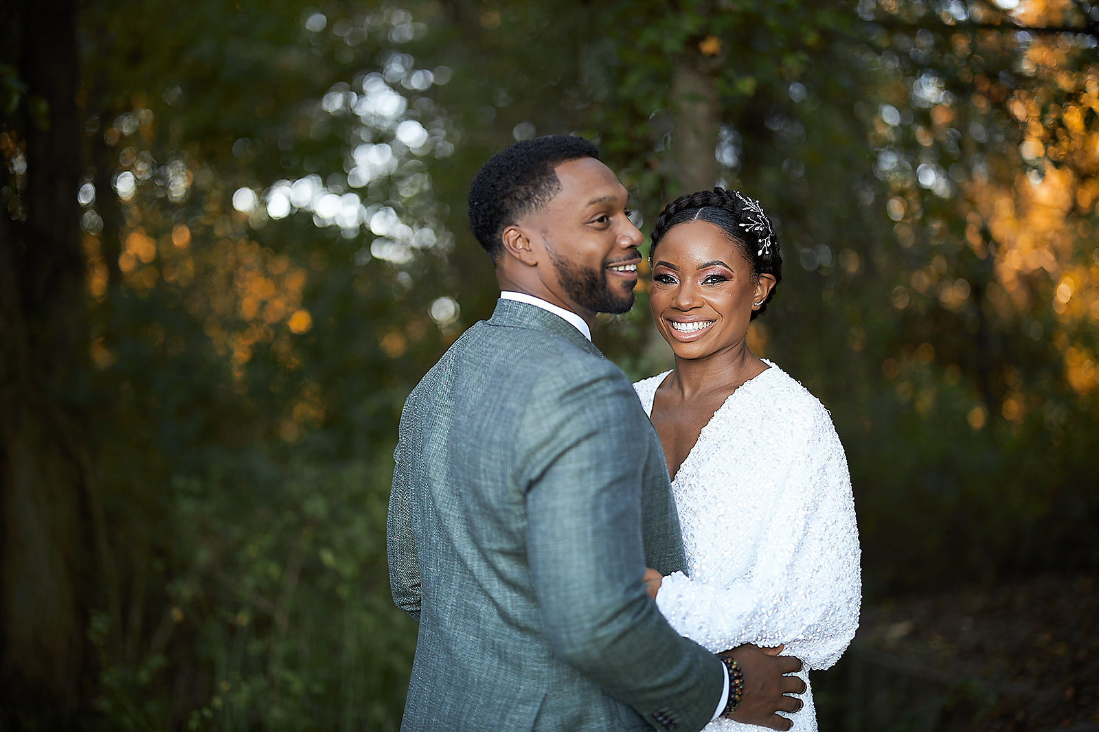 Couple portrait in autumn forest