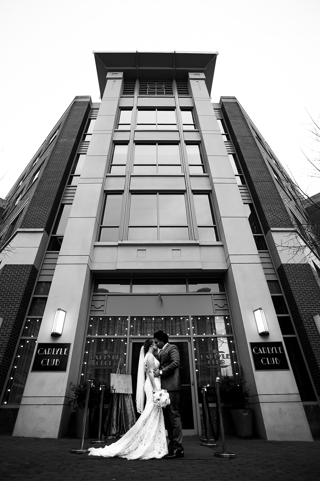 Couple at Carlyle Club in black and white