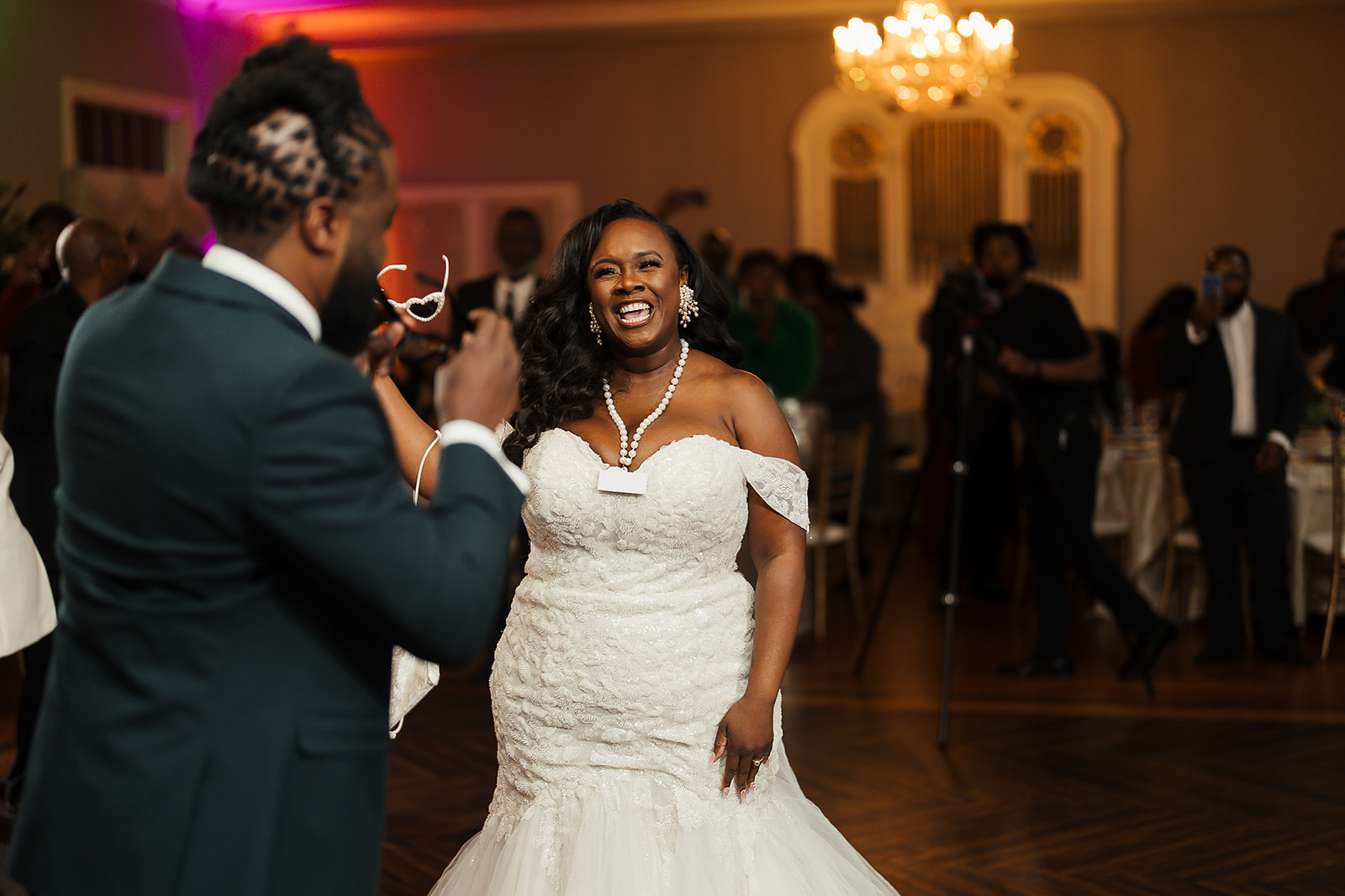 Couple joyful reception dance